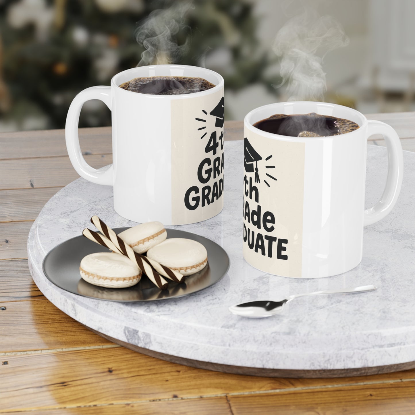 Graduation Celebration Ceramic Mugs | 4th Grade Graduate Gift | Personalized Mug | School Achievement Coffee Cup