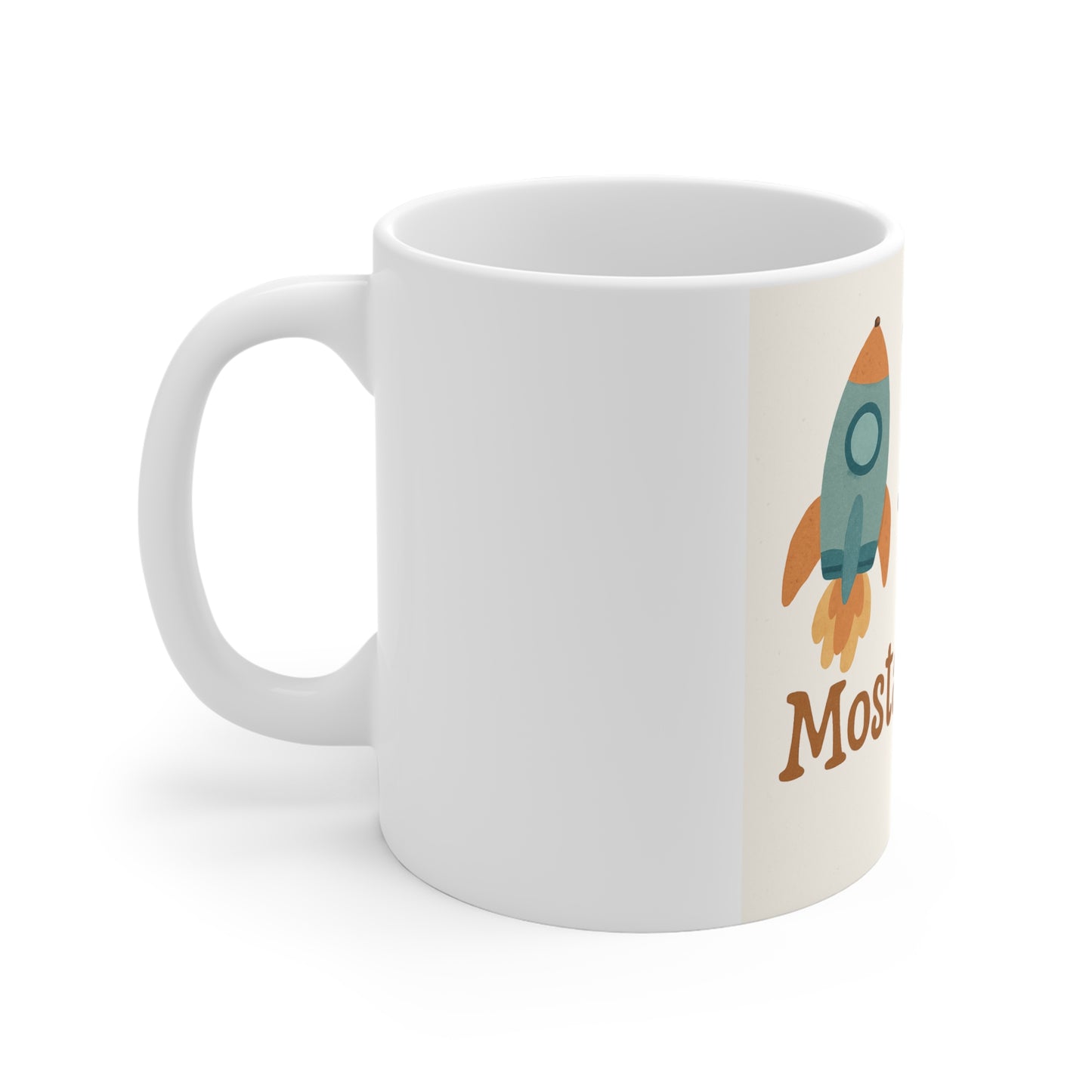 Personalized Kids' Ceramic Mug - Customized with Name, Fun Rocket and Tiger Design, Perfect for Birthdays, Gifts, Nursery Decor, and [...]